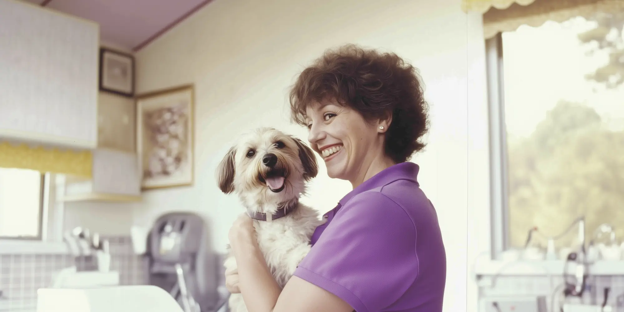 pet love staff holding a dog